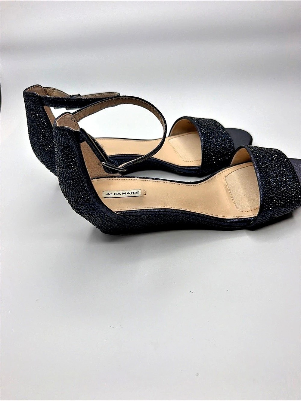 Alex Marie Makira Glitter Wedge Sandals Navy US 9, UK 7 - Picture 4 of 8